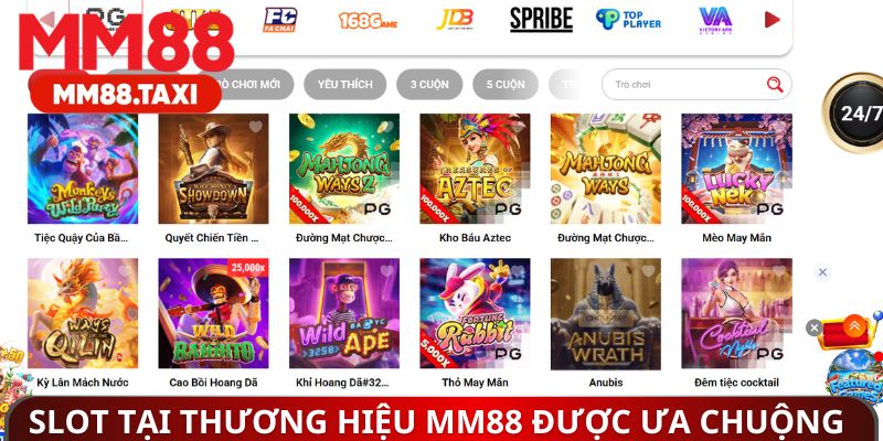 Slot game tại thương hiệu MM88 được ưa chuộng